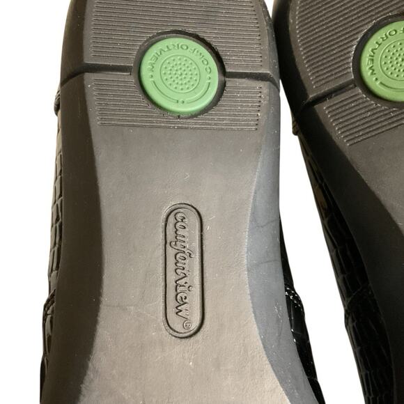 Comfort View Leisa Womens Flat Loafers 10.5M Black Croc Faux Patent Shoes - Picture 13 of 14